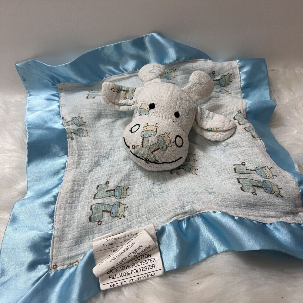 Blue Star Giraffe Lovey Security Baby Blanket Manhattan Kids Lollypop Satin HTF